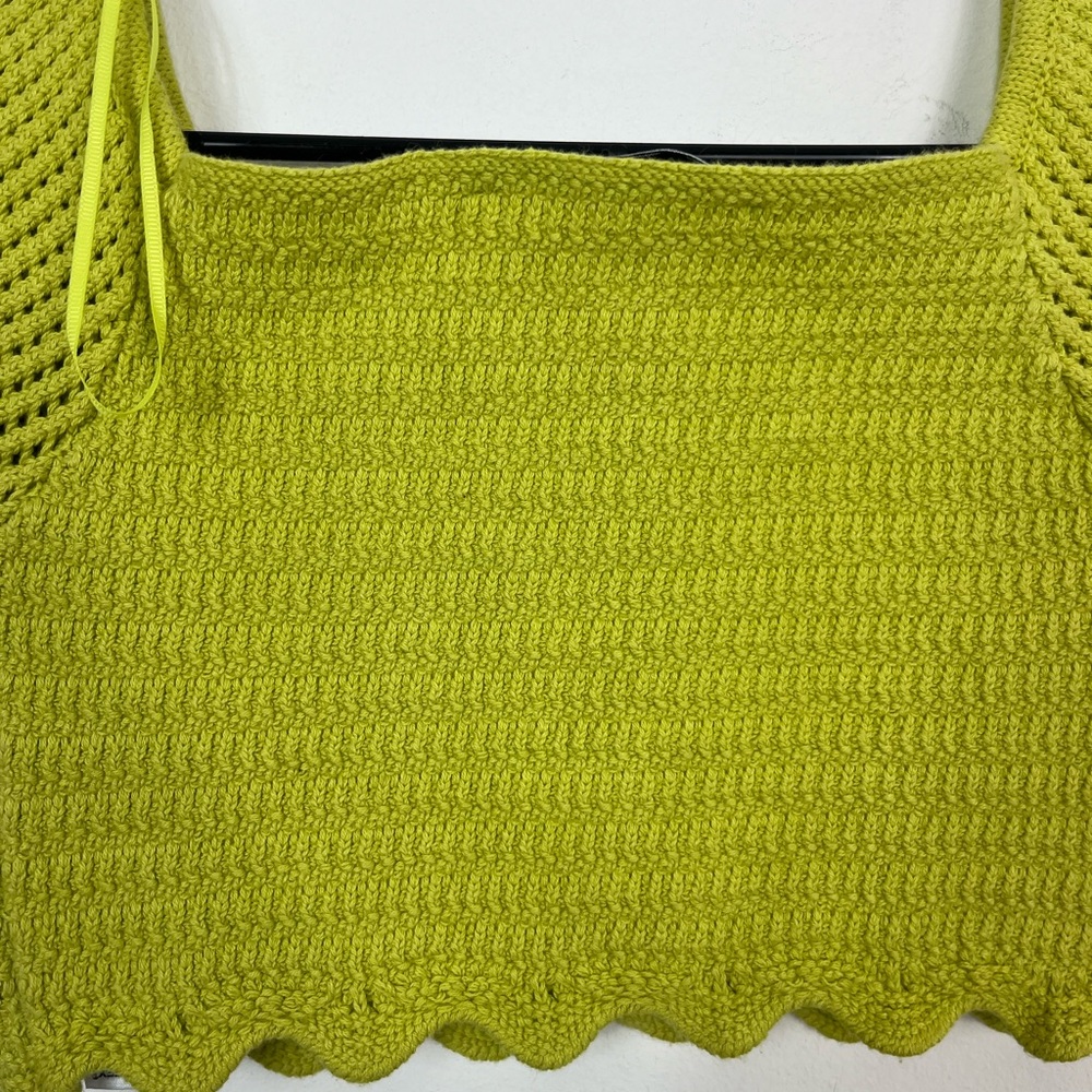 NWT Zara Knit Crotchet Top Lime Green Sz S - Picture 7 of 7